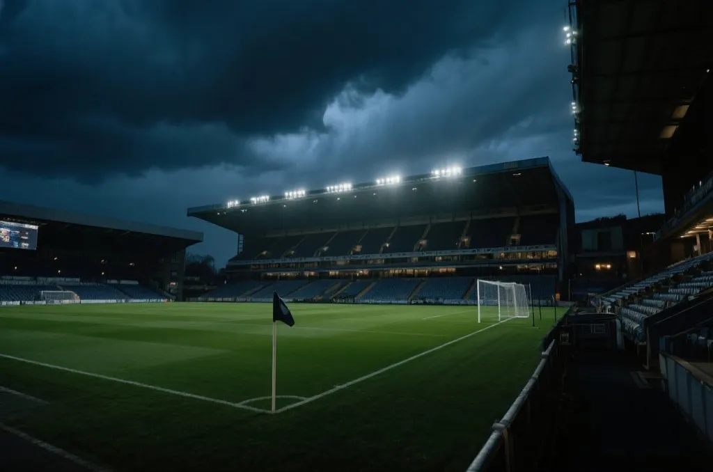 世界杯淘汰赛夜场氛围与球场天气元素示意